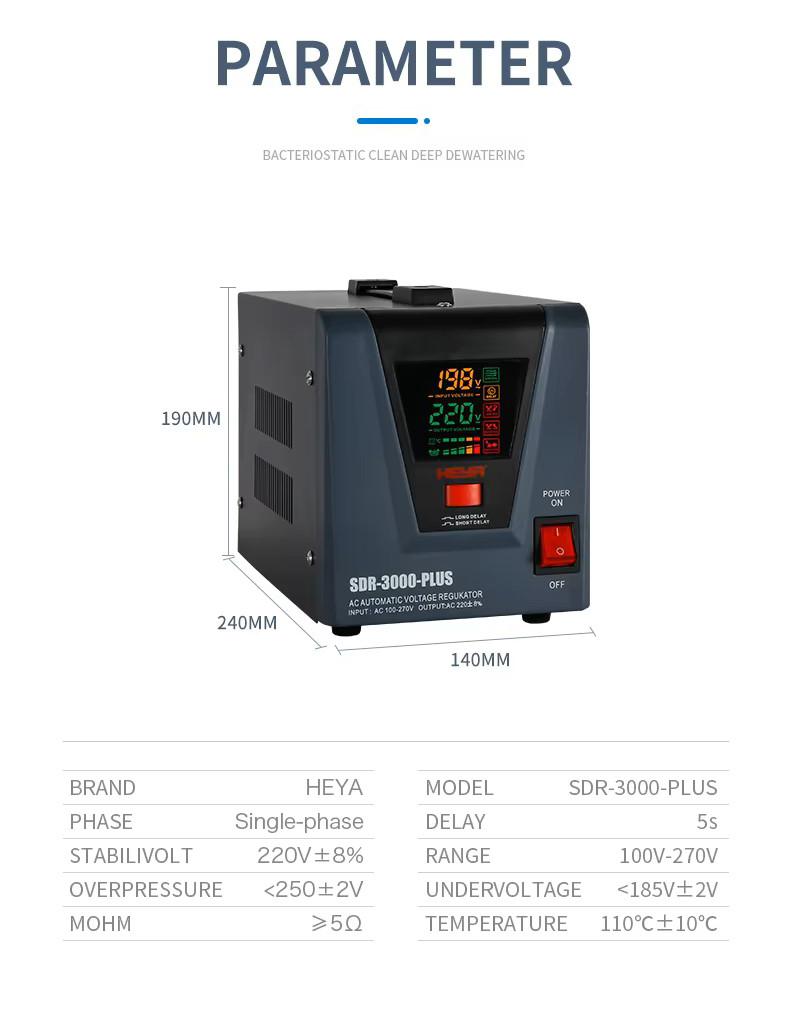 REGULADOR ESTABILIZADOR DE VOLTAJE HEYA SDR PLUS 3 KVA / 1800 WATTS - Imagen 5